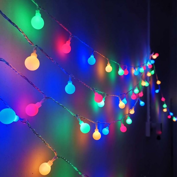 Lyhope Globe Christmas Lights, 100 LED 33ft 8 Lighting Modes with Timer, UL Listed 30V Low Voltage Decorative String Lights for Easter, Patio, Garden, Indoor Decorations (Multi-Color)